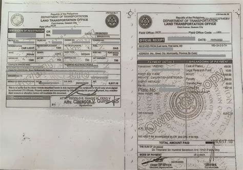 LTO shows new certificate of registration.
